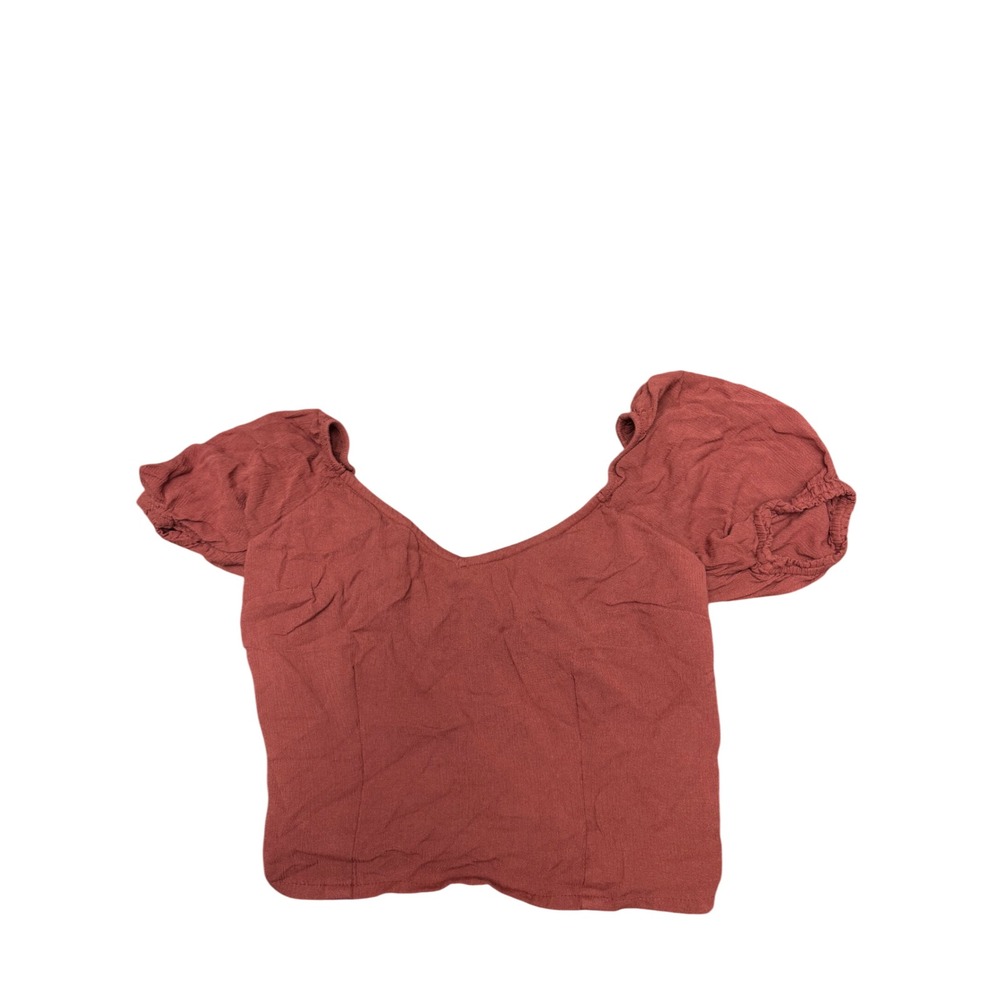 Abercrombie & Fitch Smocked Crop Top Puff Sleeve Blouse Womens Size M